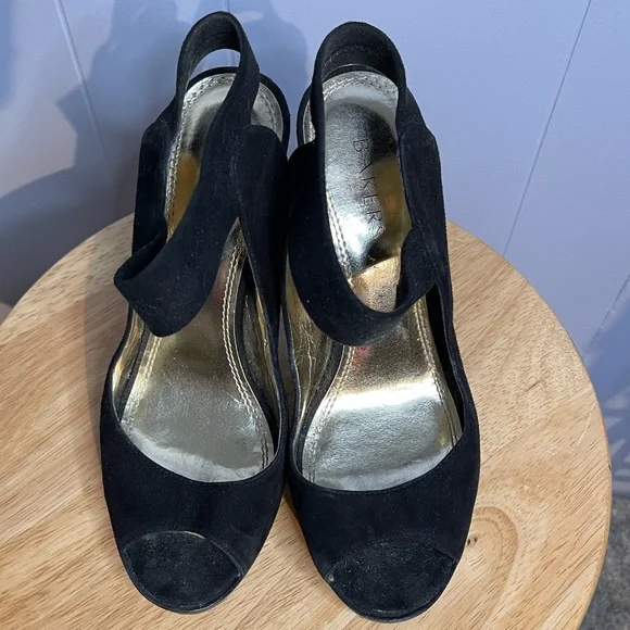 Bakers Debbie Black Suede Peep Toe High Heels Women’s 8M - Picture 9 of 11